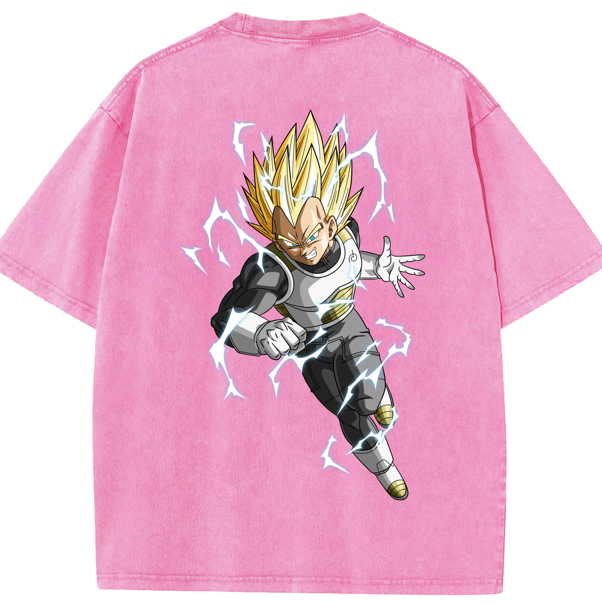 （画像用） ドラゴンボール ベジータ四世（Bejīta Yonsei）DRAGON BALL Vegeta IV 綿100% ヴィンテージ風 半袖Tシャツ（背面プリント）